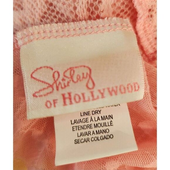 Vintage 90s Shirley of Hollywood Top Pink Lace Teddy Intimates Garter M Sexy - Picture 7 of 7